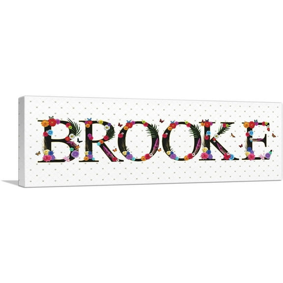 ARTCANVAS BROOKE Girls Name Room Decor Canvas Art Print - Size: 36" x 12" (0.75" Deep)