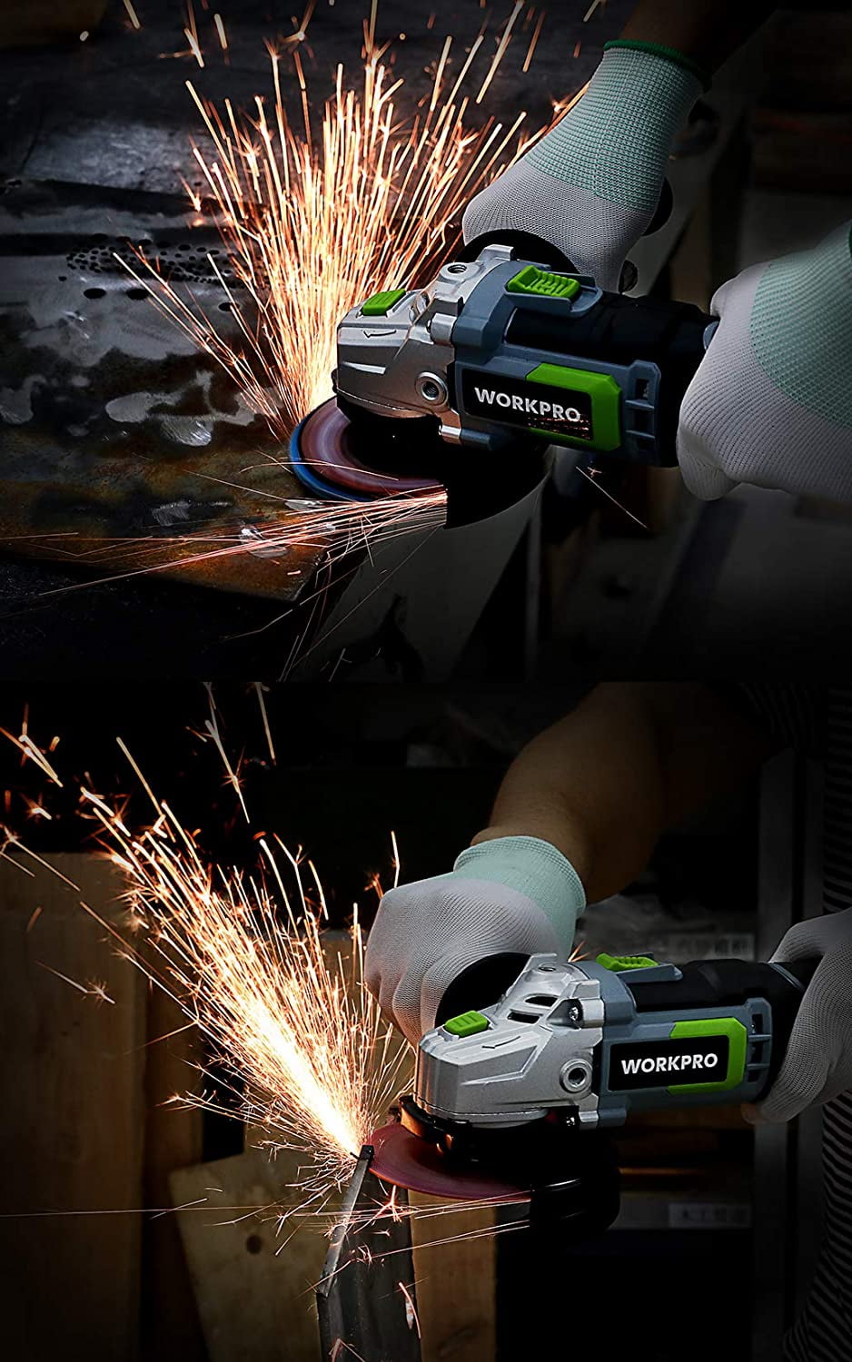WORKPRO 20V Cordless Angle Grinder Kit, 4-1/2 inch, Lightweight Angle Grinder Power Tool with 4.0Ah Lithium-Ion Battery & Fast Charger, Ergonomic Button Position for Reducing Hand Pressure