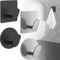 thumbnail image 4 of Self Adhesive Hooks, Heavy Duty Stick On Wall and Door Hooks for Hanging, Bathroom Towel Hooks and Kitchen Hallway Sticky Hooks, Wall Mounted, Durable Stainless Rustproof, 1Pc(Black1,1.7x1.7"), 4 of 7