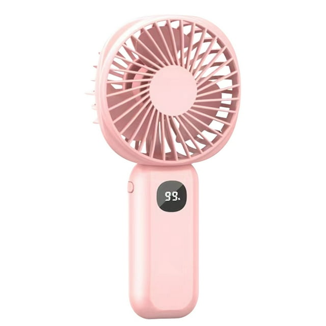 Mini Portable Rechargeable Fan, 4-Speed, 2000mAh Battery, Digital Display, Foldable, with Night Light & Power Bank Function