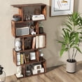 thumbnail image 2 of Topbuy 5-Tier Geometric Bookshelf Wooden Decorative Display Shelf w/Large Capacity Freestanding S-shaped Bookcase Rustic Brown, 2 of 6