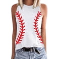 thumbnail image 1 of Hauts d'Été pour Femmes, Blouses Décontractées Élégantes 2024, T-Shirts Sans Manches à Col Rond, Imprimé Baseball, 1 of 4