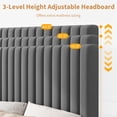 thumbnail image 5 of EDTara Velvet Platform Bed With Adjustable Tufted Headboard, Vertical Channel Design and Strong Wooden Slats, Easy Assembly, 5 of 5