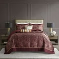 thumbnail image 3 of Madison Park Queen Aubrey 5-Piece Jacquard Bedspread Set with Throw Pillows, Burgundy, 3 of 5