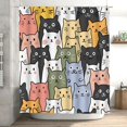 thumbnail image 2 of Cat Shower Curtain for Bathroom Cute Cat Shower Curtain with 12 Hooks Kitten Animal Decorative Polyester Bath Curtain Cat Decor Gift for Cat Lovers Kids and Girls Machine Washable 72"W X 72"H, 2 of 6
