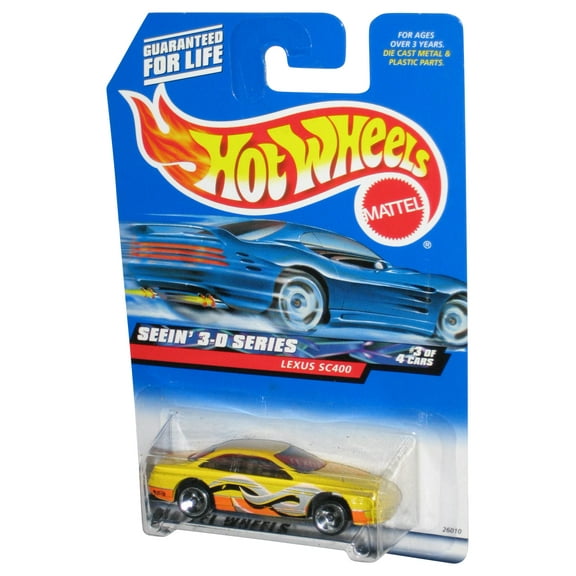 Hot Wheels Seein' 3-D Series 3/4 (1999) Lexus SC400 Yellow Toy Car #011