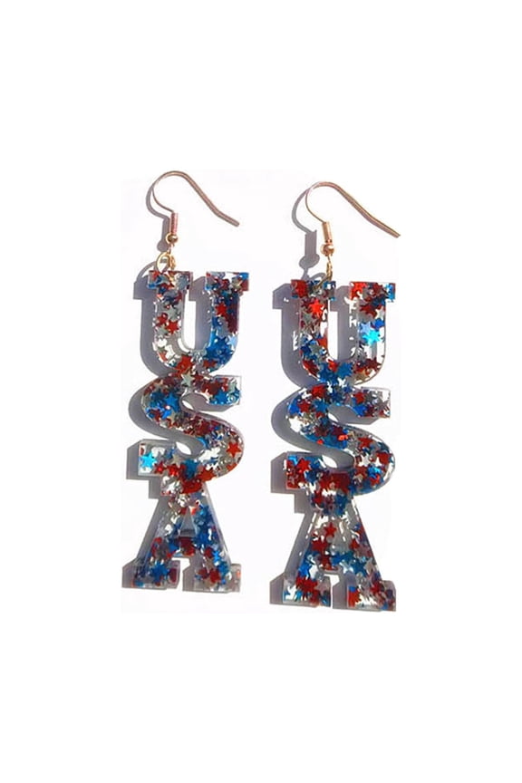 4th Of July Hook Star Dangle Earrings Patriotic Festival Jewelry For Independence Day Celebration Party