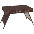 thumbnail image 1 of Outsunny Table d'Appoint Pliable, Table de Patio en Osier avec Cadre en Métal, Brun, 1 of 10