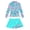 Blue Mermaid Scale, variant on Girls Long Sleeve Rash Guard Swimsuit Set Kids 2-Piece Tankini UPF 50+ Swimwear with Skort Side Drawstrings Hem 6-12 Years