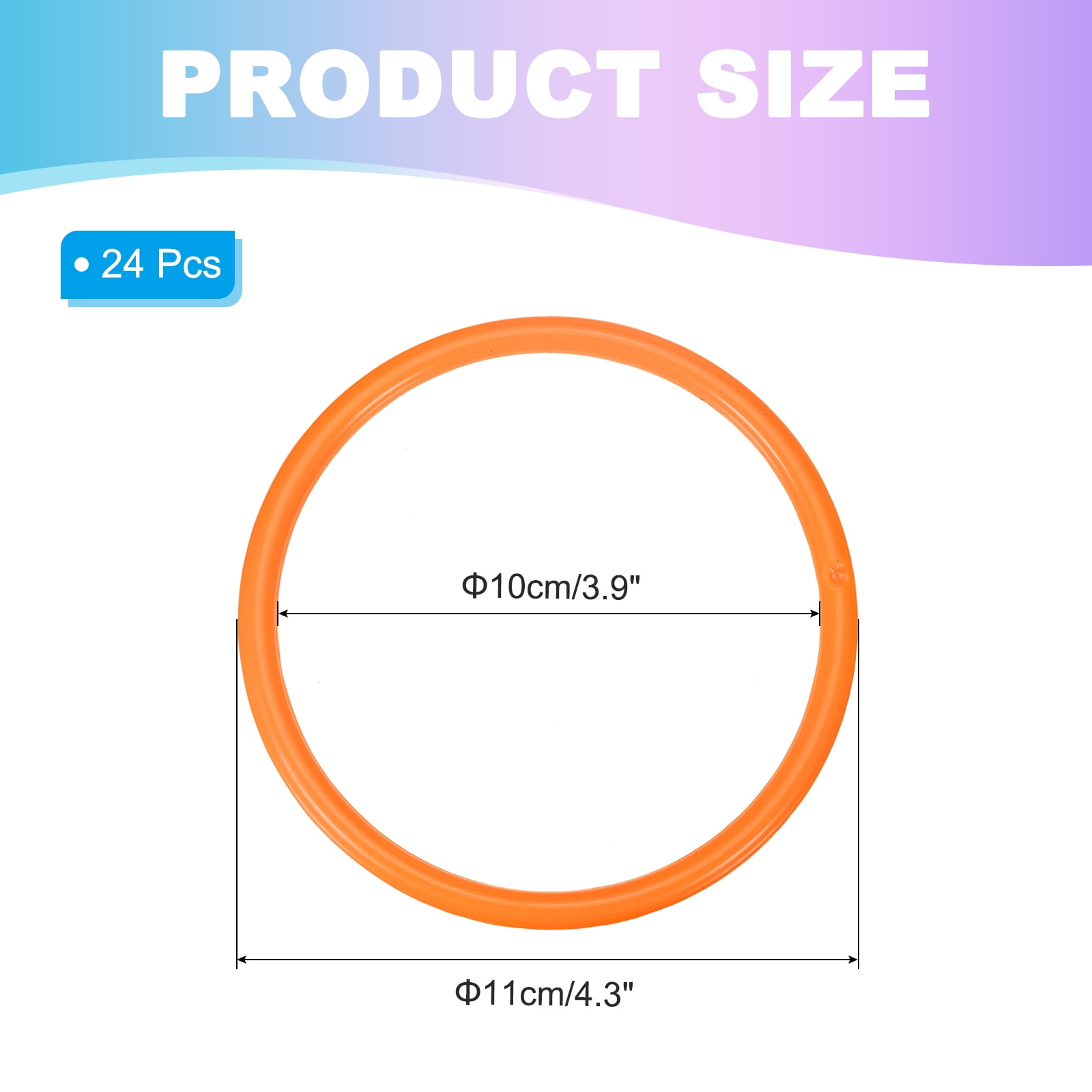 Uxcell 4.3 Inch Plastic Ring-Toss Rings for Bottles 24 Pcs Carnival Rings Orange