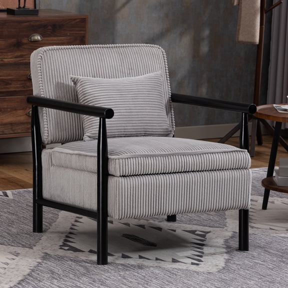 LEGAHOME Accent Chair for Living Room, Chenille Upholstered Armchair with Solid Wood Leg, Mid Century Single Sofa Chair for Living Room, Bedroom, Reading Corner, Antique Gray