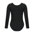 thumbnail image 2 of YONGHS Kids Girls Team Basic Gymnastics Ballet Dance Leotards Long Sleeves Nude Undergarment Leotard Black Round Neck 13-14, 2 of 7