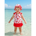 thumbnail image 5 of BemeyourBBs Toddler Baby Girl Swimsuit Infant Bathing Suit 3 Pieces Swimsuits Bow Tank Top with Ruffle Shorts Set Sun Hat Rash Guard Swimwear Summer Beach Wear, 5 of 9