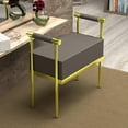 thumbnail image 6 of Modern Upholstered Bench Seat with Gold Frame,Ottoman Bench with Armrests, Entryway Bench Living Room Foot Rest Stool,Footrest Foot Stool with Sturdy Metal Frame, 6 of 8