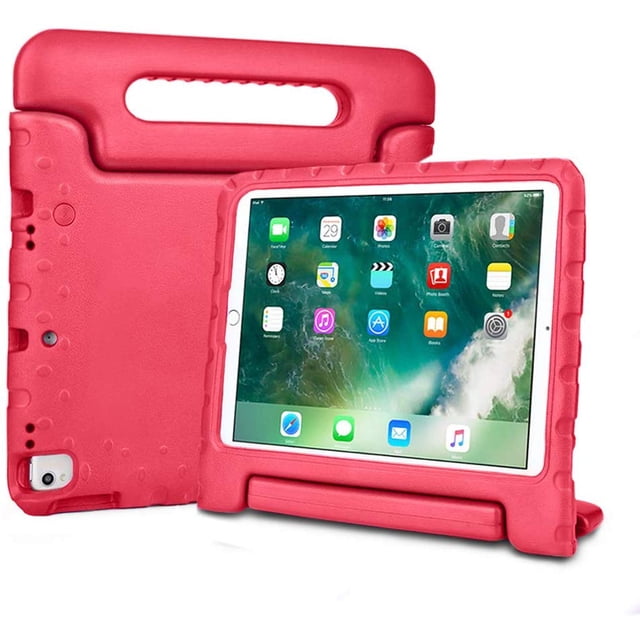 Paquete de Mica Hidrogel y Funda Para iPad 7a, 8a y 9a gen 10.2" Agarradera Roja