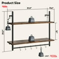 thumbnail image 2 of Shelf Industrial Floating Shelving 31" Kitchen Wall-Mounted Shelf with Towel Bar Hooks Coffee Bar Shelf Wine Hanging Display Rack Bookshelf Living Room Decor Bathroom-Rustic Brown, 2 of 8