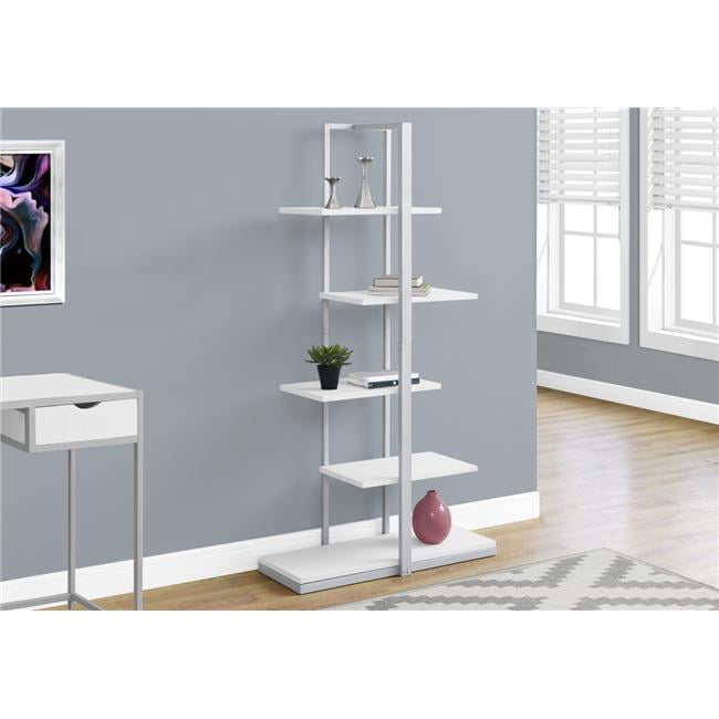 60 in. Monarch Bookcase Silver Metal, White