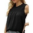 thumbnail image 6 of Inadays 2023 Women's Summer Top Ruffle Sleeveless Blouse Swiss Dot Flowy Shirt Tunic Top Summer Casual Cute Blouse, Black, L, 6 of 7