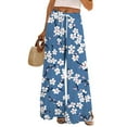 thumbnail image 2 of TRUBKH boho pants for women High Waist Wide Leg Pants Floral Solid Long Palazzo Pants Summer Print Boho Palazzo Pants High Waist Trousers With Pockets womens pajama pants plus size pants Sky Blue M, 2 of 6