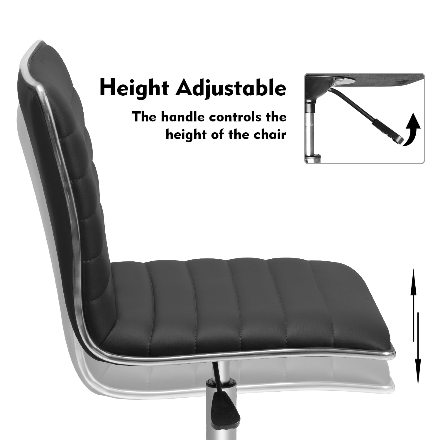 Furmax Mid Back Faux Leather Office Desk Computer Task Chair, with Armless, Black