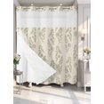 thumbnail image 2 of No Hook Shower Curtain with Snap-in Liner, Green Botanical Waterproof Fabric Bathroom Curtains, Pastoral Elegant Spring Floral Rustic Bath Curtains & Mesh Top Window Standard 72"x72", 2 of 9
