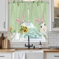 thumbnail image 6 of Easter Bunny Swag Valances for Windows, Kitchen Curtains 36 Inch Length 2 Panels Set, Farmhouse Colorful Eggs Tulip Wood Grain Green Short Curtains for Small Windows Rod Pocket Cafe Curtains 28"x36", 6 of 8