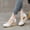 Blanc, variante sur Latrodar Sandales Compensées pour Femmes Sandales Habillées pour Femmes Confortables Extérieures Extensibles Sandales de Plage Tricotées Boucle Bout Bas Talon Moyen (1 Pouces-2 Pouces) Sandales Solides pour Femmes Âgées Sorties