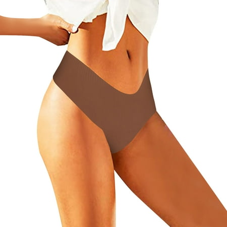 

Womens Panties Seamless Ice Silk Thong Cotton Medium Waist Large Size Thong Pants