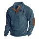 thumbnail image 2 of Blusa y camisa de manga larga con cuello alto para hombre, estilo casual, con estampado de palmeras color cacao, deportiva, con cuello alto, botones y patchwork, de poliéster., 2 of 8