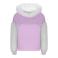 thumbnail image 3 of cocolona Womens Fuzzy Hoodies Fall Winter Warm Fleece Long Sleeve Patchwork Hooded Sweatshirts Fashion Casual Loose Pullover Hoodies, 3 of 7