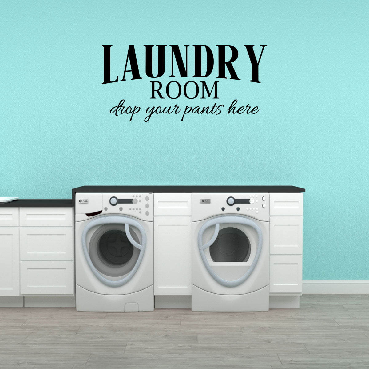 LAUNDRY DROP YOUR DRAWERS HERE WALL QUOTE DECAL VINYL WORDS HOME LETTERING 