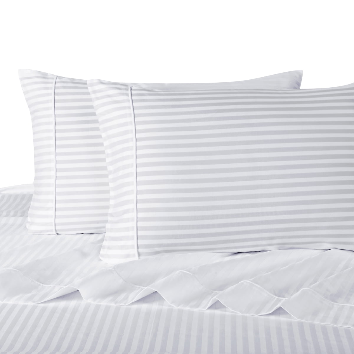 ZYLASTORE White Hotel Satin Flat Sheet 100% Cotton Solid Color Stripe Bedspread Bed Sheet,Beige,1 Sheet 160X240Cm