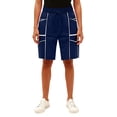 thumbnail image 4 of Garbnen Bermuda Women's Shorts Patchwork Curve Women's Biker Shorts Drawstring Striped Women's Shorts Cargo with Multiple Pockets, 4 of 4