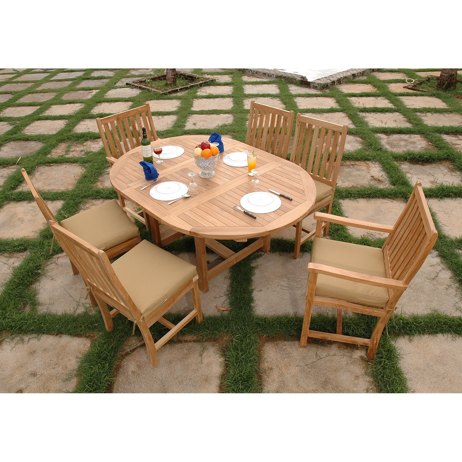 Anderson Teak Wilshire 7 Piece Patio Dining Set Walmart Com