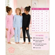 dELiA*s Girls Thermal Underwear Set Waffle Knit Shirt and Long Johns (2T-16), Black/Pink/Light Blue