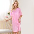 thumbnail image 3 of HomeGardon Nightgowns for Women,Summer Dresses Women's Short Sleeved Loose Plus Size Short Sleeved Lace Lace Imitation Silk Nightdress, 3 of 7