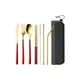 thumbnail image 2 of Juego de cubiertos portátiles de acero inoxidable de 7 piezas con palillos, cuchara, cuchillo, tenedor y pajita, con estuche de almacenamiento, para acampar al aire libre., 2 of 5