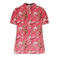 thumbnail image 4 of Blczomt Womens Tops under $10 Summer Floral Peasant Shirt Casual Loose Short Sleeve Womens Blouses, 4 of 5