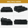 thumbnail image 5 of Zimtown 90“ Sofa Bed Couch with Pillow Arms and Double Layer Cushions, Corduroy Loveseat Sofa with Removable Ottoman for Living Room, Black, 5 of 10