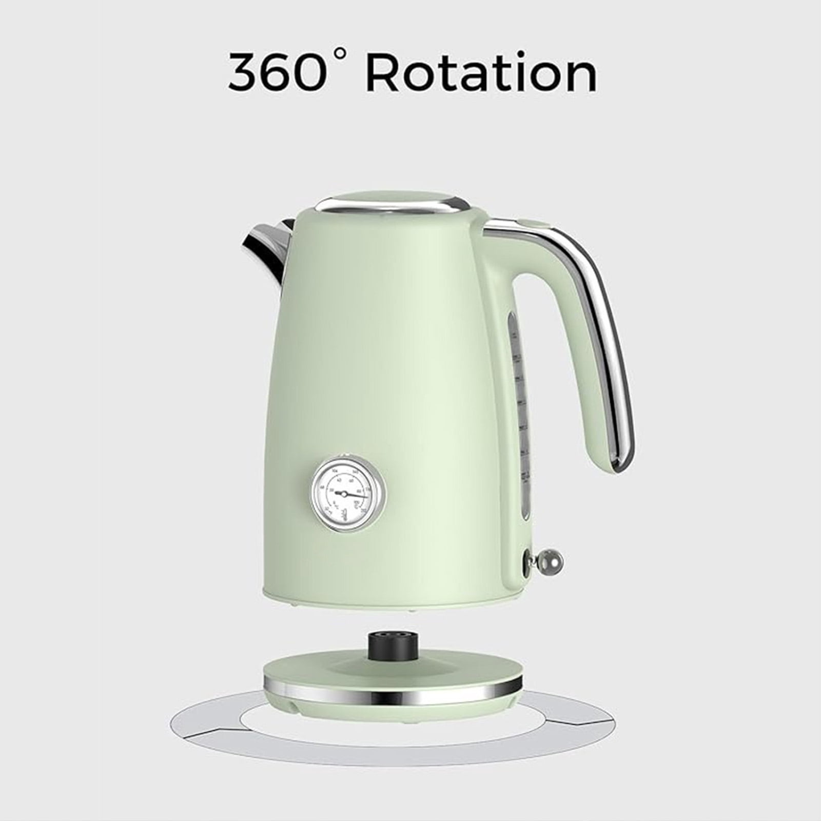 Sanerto Electric Tea Kettle 1500W 1.7L Stainless Steel with Auto Shut-Off Boil-Dry Protection 360° Swivel Base, Green