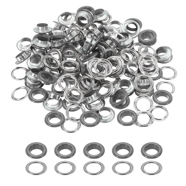 Uxcell 110 Pcs Ojetes con arandelas Kit de ojetes 3/8" Gris