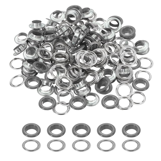 Uxcell 110 Pcs Ojetes con arandelas Kit de ojetes 3/8" Gris
