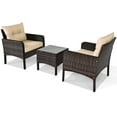 thumbnail image 3 of Costway 3PCS Outdoor Rattan Conversation Set Patio Garden Furniture Cushioned Sofa Chair, 3 of 10