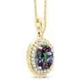 thumbnail image 3 of Gem Stone King 14K Yellow Gold Green Mystic Topaz and White Diamond Pendant Necklace for Women (1.45 Ct Oval 8X6MM with 18 inch Chain), 3 of 5