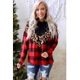 thumbnail image 4 of Azura Exchange Chevron Plaid Leopard Patchwork Turtleneck Sweatshirt Women Red Sweatshirts & Hoodies, 4 of 6