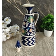thumbnail image 3 of India Meets India Ceramic Bottle/Jug/Jar/Oil Dispenser [Blue] Ceramic Storage Bottle for Oil, Vinegar, Sauces, Ketchups, Ceramic Bottle w/ Lid, 25 OZ (750 ML), 3 of 5