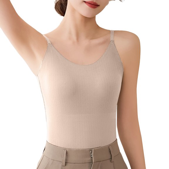BSDJILFG Juniors Summer Tank Tops Casual Adjustable Straps V Neck Built-In-Bra Gym Workout Shirts