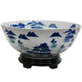 thumbnail image 2 of Handmade Porcelain 14-inch Blue and White Landscape Bowl (China), 2 of 5