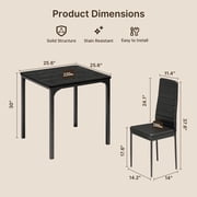 Dining Table Set, Kitchen and Chairs for 2, PU Leather Modern Room Sets for Home, Kitchen, Living Room,Black