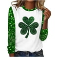 thumbnail image 1 of Staron Soldes de Liquidation Hauts pour Femmes Jour de la Saint-Patrick T-Shirts Trèfle Irlandais Col Rond Graphique Blouses Manches Longues Hauts Décontractés Chemises Douces Boho Tunique Ample Décontractée, 1 of 4